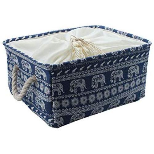 uxcell Canvas Fabric Storage Basket Bin for Shelves Closet, Storage Boxes with Drawstring Closure for Toys Laundry Organizer, Blue Elephant (X-Large - 17.7 uxcell Canvas Fabric Storage Basket Bin for Shelves Closet, Storage Boxes with Drawstring Closure for Toys Laundry Organizer, Blue Elephant (X-Large - 17.7