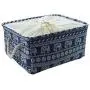 uxcell Canvas Fabric Storage Basket Bin for Shelves Closet, Storage Boxes with Drawstring Closure for Toys Laundry Organizer, Blue Elephant (X-Large - 17.7