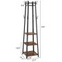 Pentaero 180X45X45Cm Vintage Simple Floor Coat Rack, Bedroom Hanger Belt, Industrial Coat Rack, Entryway Clothes Laundry Coat Stand with 8 Hooks 3 Shelves, Perfect for Clothes, Hat, Bag (Retro)