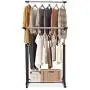 Heize best price Double Bar Adjustable Garment Rack Rolling Clothes Hanger with Shoe Rack Portable (U.S. Stock)