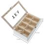 MyGift 8-Compartment Vintage White Wood Tea Bag Storage Boxes with Lid