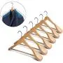 6Pcs Wide Shoulder Solid Wood Hotel Vintage Storage Luxury Business Suit Home Clothes Hanger Adult Organizer Store Cabinet,Light Brown