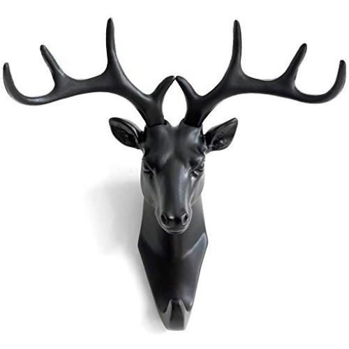 BUYITNOW Animal Head Decorative Wall Hook Single Hanger Heavy Duty Resin Hanging Coat Clothes Wall Sculptures Home Ornament