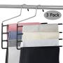 Pants Hanger Multi-Layer Jeans Trouser Hanger Closet Stainless Steel Rack Space Saver for Tie Scarf Shock Jeans Towel Clothes（3 Pack ）