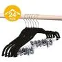 WHH Velvet Skirt Hangers - Pack of 24 - Velvet Hangers with Clips Ultra Thin Non Slip Velvet Pants Hangers Space Saving Clothes Hanger (Black) WHH Velvet Skirt Hangers - Pack of 24 - Velvet Hangers with Clips Ultra Thin Non Slip Velvet Pants Hangers Space Saving Clothes Hanger (Black)
