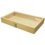 Mooca Natural Wood Glass Top Jewelry Display Case Accessories Storage Boxes with Metal Clasp, Wooden Jewelry Tray for Collectibles, Home Organization, Natural Wood Color