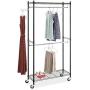 Whitmor Supreme Double Rod Garment Rack Rolling Clothes Organizer - Black with Chrome