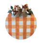 Family Name Fall Plaid Door Hanger, Orange Plaid and Teal Wood Sign, Farmhouse Shabby Natural Cotton Country Thanksgiving Round