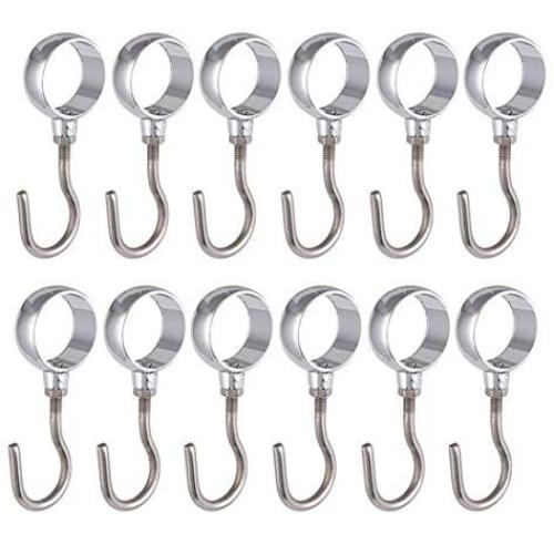 Rannb Wardrobe Closet Hook Stainless Steel Hanging Tube Rod Hook Fit for 25mm Rod -Pack of 12
