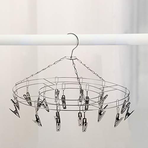 Blusea Clothes Drying Rack - Round Clothing Racks - Laundry Portable Clothesline Includes 20 Metal Clothespins Hanger Clips Set - Baby Clothes Storage Closet - Herb Hanging Air Dryer