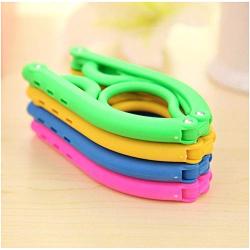 Travel Portable Cloth Hanger Rack Non-Slip Plastic Foldable Drying Clothespin Trouser Coat Towel Socks Storage 10pcs Random Color