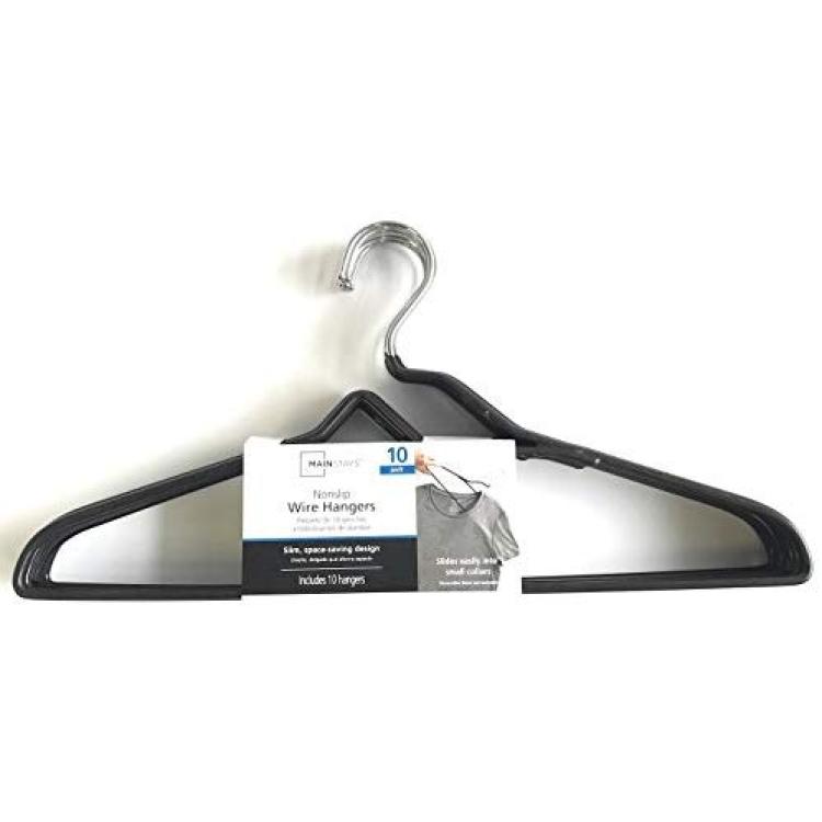 Mainstays Slim Clothes Hangers, 10 Pack, White, Durable Plastic