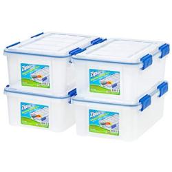 IRIS USA, Inc. WSB-SS Ziploc WeatherShield 16 Quart Storage Box, Clear, 4 Pack,