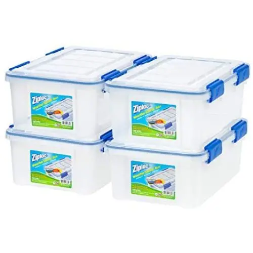 IRIS USA, Inc. WSB-SS Ziploc WeatherShield 16 Quart Storage Box, Clear, 4 Pack, IRIS USA, Inc. WSB-SS Ziploc WeatherShield 16 Quart Storage Box, Clear, 4 Pack,
