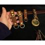 Steampunk Belt Accessory gadget hanger, leather belt loop, with D rings on Strap. Brown or black, brass, antique, or silver. Larp faire