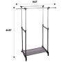 Type A Portable Clothes Rack | Freestanding Heavy-Duty Garment Rack with Double Garment Rack & No Tool Assembly | Perfect for Your Bedroom, Office or Home | 2-Sided Hanging Rods | Black