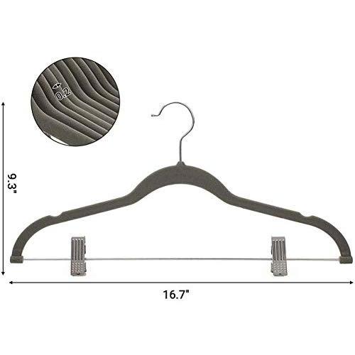 KYCPTNFJ 20 PCS Velvet Skirt Hangers with Clips Thin Non Slip Velvet Pants Hangers Space Saving Clothes Hange