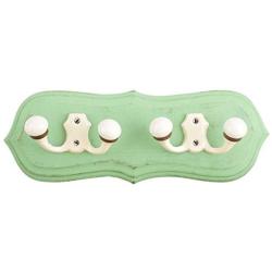 Indianshelf Handmade 1 Artistic Vintage Green Wooden Double Loop Wall Hooks Hangers/Towel Holder Over The Door