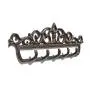 gasare, Cast Iron Key Holder for Wall, Decorative Hooks, 5 Hangers, 12.5 x 4.75 Inches, Cast Iron, Antique Brown Color, Screws and Anchors,1 Unit