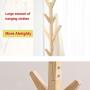 High-Grade Solid Wooden Tree Coat Rack Stand with 8 Hooks - Super Easy Assembly NO Tools Required Coat Rack Hallway/Entryway - Hall Trees Coat Hanger Stand for Clothes, Hats, Bags (Square Base)