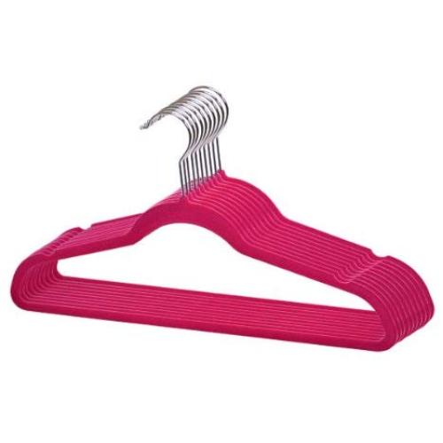 Home Basics Velvet Hangers Non-Slip Hanger-10 Pack-Clothes Hangers, Space Saving Ultra Slim Velvet Hanger with Rotating Steel Hook (10, Fuchsia)