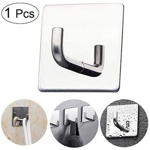 Godagoda 1Pcs Stainless Steel 304 Towel Hooks Self Adhesive Bath Bathroom Shower Kitchen Wall Clothes Hangers Without Drilling