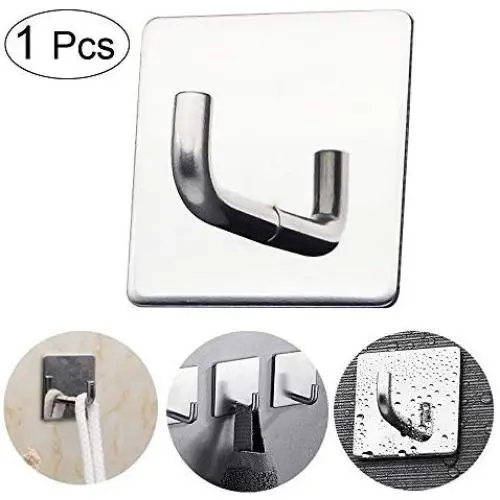 Godagoda 1Pcs Stainless Steel 304 Towel Hooks Self Adhesive Bath Bathroom Shower Kitchen Wall Clothes Hangers Without Drilling Godagoda 1Pcs Stainless Steel 304 Towel Hooks Self Adhesive Bath Bathroom Shower Kitchen Wall Clothes Hangers Without Drilling