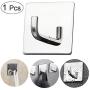 Godagoda 1Pcs Stainless Steel 304 Towel Hooks Self Adhesive Bath Bathroom Shower Kitchen Wall Clothes Hangers Without Drilling