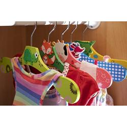 Booba Baby Kids and Baby Wooden Colorful Animal Shaped Clothes Hangers. 6 Pcs Set