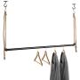 MyGift 48 Inch Industrial Black Metal Pipe and Adjustable Rope Hanging Garment Rack Retail Clothing Display