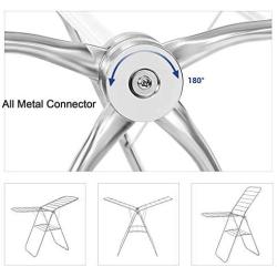 SONGMICS Clothes Drying Rack, with Bonus Sock Clips, 100% Stainless Steel Gullwing Space-Saving Laundry Rack, Foldable for Indoor and Outdoor Use, Sliver ULLR51SV