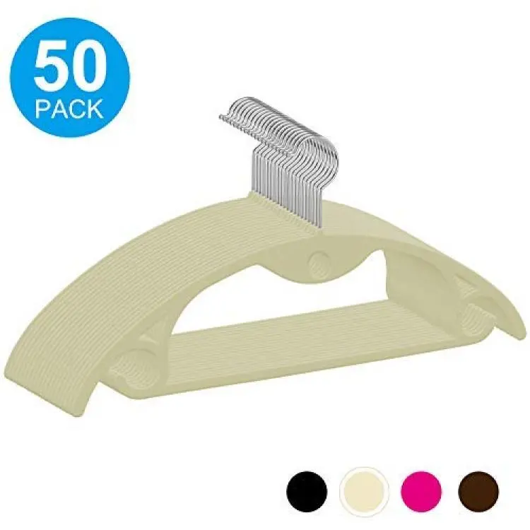 Better Homes & Gardens Non-Slip Velvet Clothes Hangers, 100 Pack, Beige