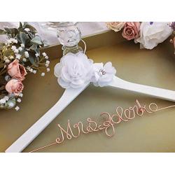 Wedding Dress Hangers - Rose/gold wire Personalized Bridal Hanger with flower,Customized Hanger, Wedding Gift, Wedding Hanger, Bridal shower Gift, Bridesmaid hanger