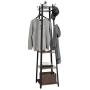 Pentaero 180X45X45Cm Vintage Simple Floor Coat Rack, Bedroom Hanger Belt, Industrial Coat Rack, Entryway Clothes Laundry Coat Stand with 8 Hooks 3 Shelves, Perfect for Clothes, Hat, Bag (Retro)