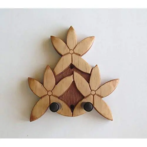 Ukulele Wall Mount Hanger, Plumeria, Tropical Art