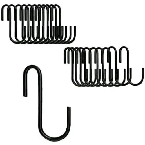 BQKKWIN Heavy Duty S Hooks Black S Shaped Hooks Hanging Hangers Hooks for Kitchen, Bathroom Bedroom and Office Pan Pot Coat Bag Plants (30 Pack Black) BQKKWIN Heavy Duty S Hooks Black S Shaped Hooks Hanging Hangers Hooks for Kitchen, Bathroom Bedroom and Office Pan Pot Coat Bag Plants (30 Pack Black)