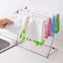 Stainless Steel Folding Towel Stand Rack Towel Hanging Holder 4 Layers Kitchen Washing Cloth Draining Rack Shelf Dishcloth Storage Hanger Shelf Bathroom Kitchen Organizer Accessories