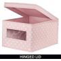 mDesign Soft Stackable Fabric Closet Storage Organizer Holder Boxes - Clear Window and Lid, for Child/Kids Room, Nursery, Playroom - Polka Dot Pattern - Large, 6 Pack - Light Pink with White Dots