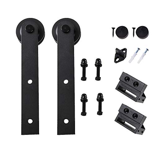 WINSOON Heavy Steel Barn Door Hardware Straight Style Wheel One Set (2PCS Roller)