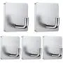 GOANDO 5 Pack Adhesive Hooks 3M Heavy Duty Wall Hook Towel Hooks and Coat Hooks Stick on Cabinet Doors Stainless Steel Self Adhesive Holders for Hanging Bathroom Kitchen Command Hooks GOANDO 5 Pack Adhesive Hooks 3M Heavy Duty Wall Hook Towel Hooks and Coat Hooks Stick on Cabinet Doors Stainless Steel Self Adhesive Holders for Hanging Bathroom Kitchen Command Hooks