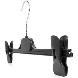 HANGERWORLD 20 Black 13.4inch Plastic Coat Clothes Garment Pants Skirt Hangers with Adjustable Clips