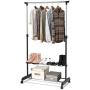 simplyUSAhello Rolling Clothes Hanger with Height Adjustable Shoe Rack
