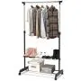 simplyUSAhello Rolling Clothes Hanger with Height Adjustable Shoe Rack simplyUSAhello Rolling Clothes Hanger with Height Adjustable Shoe Rack