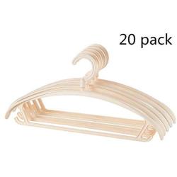 Iddefee Clothes Hanger 20 Pieces Hangers Plastic Sturdy and Space Saving for Suit Clothes Everyday Standard Use Clothing Pants Skirt Hangers for Home Pants Hangers (Color : Beige, Size : 41.5X19.5CM)