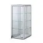 Only Hangers Elegant Silver Anodized Aluminum Vertical Display Case Table Top Tempered Glass Show Case. Tempered Glass Door with Key Lock- Four Shelves Display