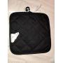 Free ship to USA - 5 piece set - Chef - 1 CROCHET Plastic Scrubber, Towel holder, KITCHEN hand full TOWEL light weight terry cloth, hot pad & towel hanger- BLACK 100% cotton yarn
