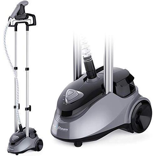 PurSteam Full Size Garment Fabric Steamer Professional Heavy Duty Industry Leading 2.5 Liter (85 fl.oz.) Water Tank Producing Over 60min of Continuous Steam with 4 Level Steam Adjustment