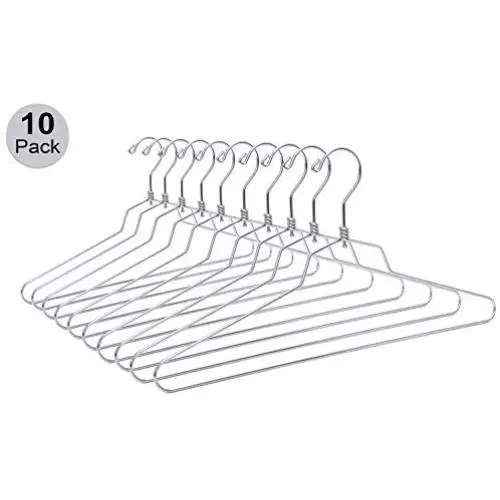 10 Quality Metal Hangers, Swivel Hook, Stainless Steel Heavy Duty Wire Clothes Hangers (10, Standard - 17 10 Quality Metal Hangers, Swivel Hook, Stainless Steel Heavy Duty Wire Clothes Hangers (10, Standard - 17