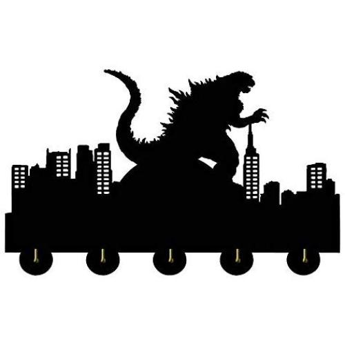 Godzilla Creative Novelty Wooden Hanger Unique Gift Clothes Hat Key Hook/Coat Rack/Wall Hook Home Decoration Wall Stickers Kitchen Bathroom Towel Hook,Black