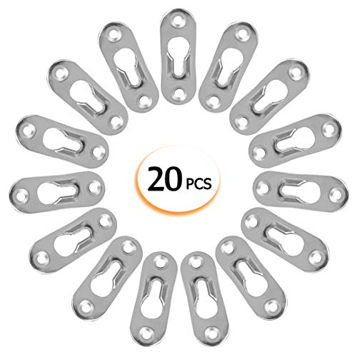 20 Pcs Keyhole Hangers Metal Fasteners for Picture Frames Mirrors Cabinet, 42 mm x 14 mm Flush Mount Hardware(no Screws)